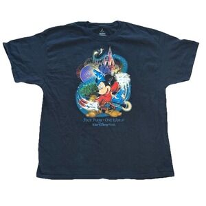 Walt Disney World Vintage FOUR PARKS ONE WORLD Sorcerer Mickey Mouse T Shirt XL
